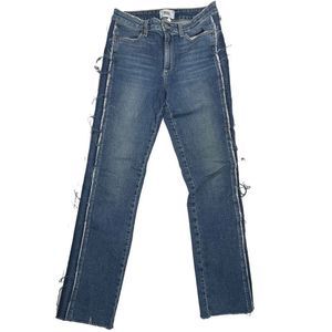 Paige Julia Dawn Racer Jeans Womens 27 Medium Wash Raw Hem Sides 29x29 Tuxedo